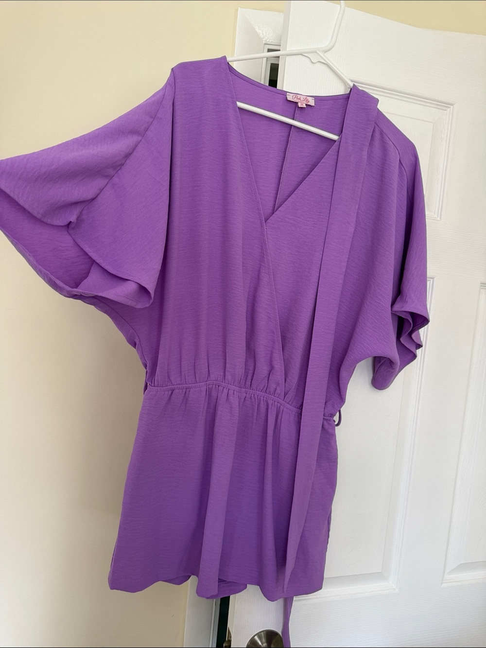 Pink Lily Purple Short Sleeve Jumpsuit Romper